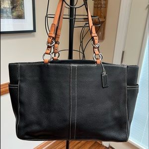 Coach F11347 Black Soft Pebbled Leather Shoulder Bag Tote- Vintage!